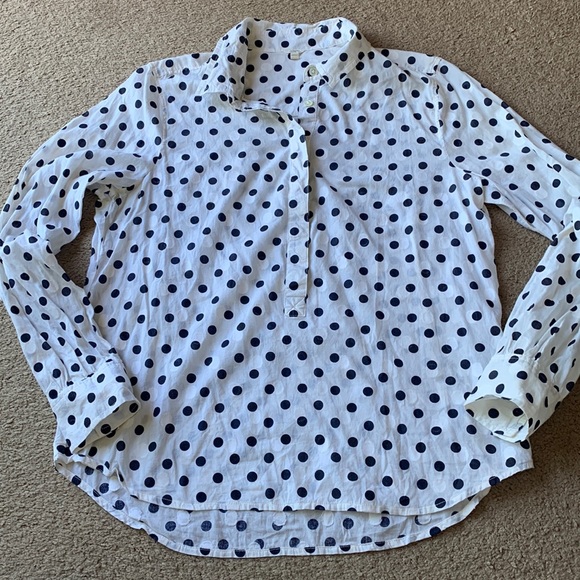 J crew polka dot shirt sz 8 cotton - Picture 1 of 6